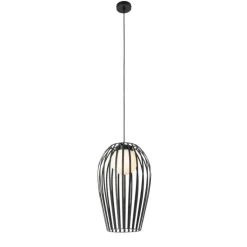 Design hanglamp zwart met opaal IP44 - Angela