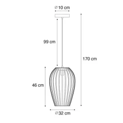 Design hanglamp zwart met opaal IP44 - Angela