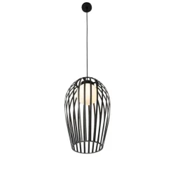Design hanglamp zwart met opaal IP44 - Angela