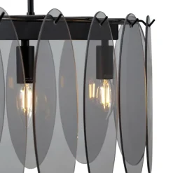 Design hanglamp zwart met smoke glas ovaal 5-lichts - Mochan