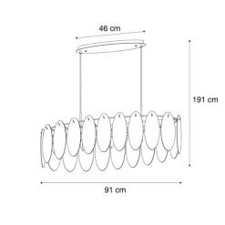 Design hanglamp zwart met smoke glas ovaal 5-lichts - Mochan