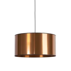 Design hanglamp zwart met koperen kap 50 cm - Pendel