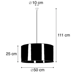 Design hanglamp zwart met koperen kap 50 cm - Pendel