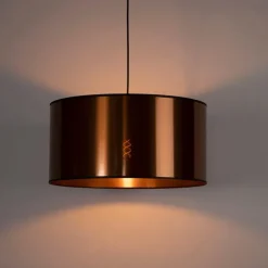 Design hanglamp zwart met koperen kap 50 cm - Pendel