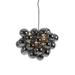 Design hanglamp zwart met smoke glas 8-lichts rond - Uvas