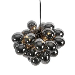 Design hanglamp zwart met smoke glas 8-lichts rond - Uvas
