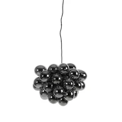 Design hanglamp zwart met smoke glas 8-lichts rond - Uvas