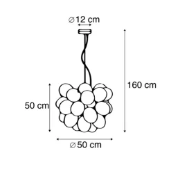 Design hanglamp zwart met smoke glas 8-lichts rond - Uvas