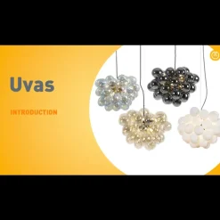 Design hanglamp zwart met smoke glas 8-lichts rond - Uvas