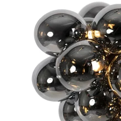 Design hanglamp zwart met smoke glas 8-lichts rond - Uvas