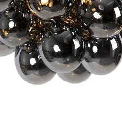 Design hanglamp zwart met smoke glas 8-lichts rond - Uvas