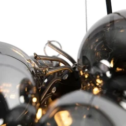 Design hanglamp zwart met smoke glas 8-lichts rond - Uvas