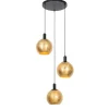 Design hanglamp zwart met goud glas 3-lichts - Bert