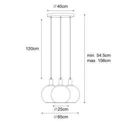 Design hanglamp zwart met goud glas 3-lichts - Bert
