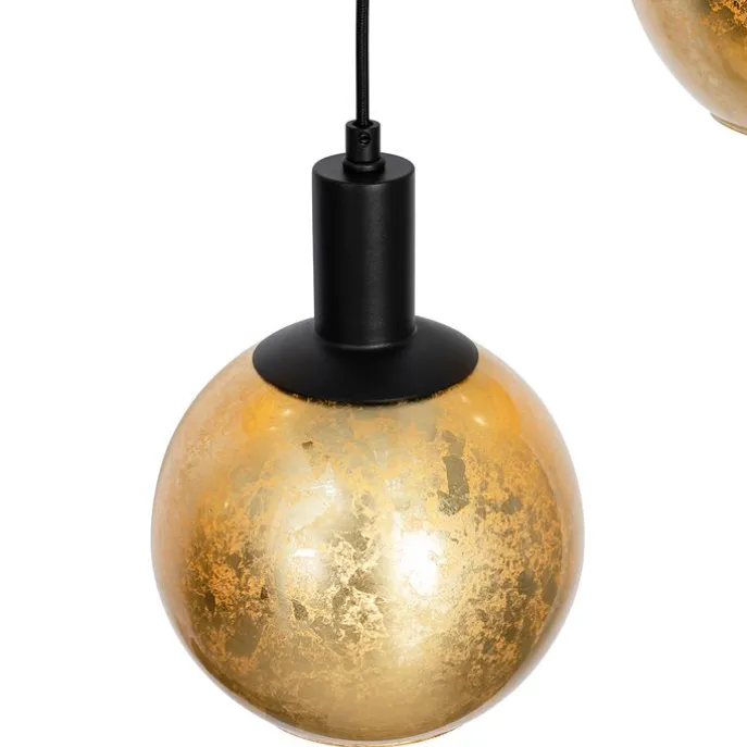 Design hanglamp zwart met goud glas 7-lichts - Bert