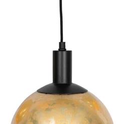 Design hanglamp zwart met goud glas 7-lichts - Bert