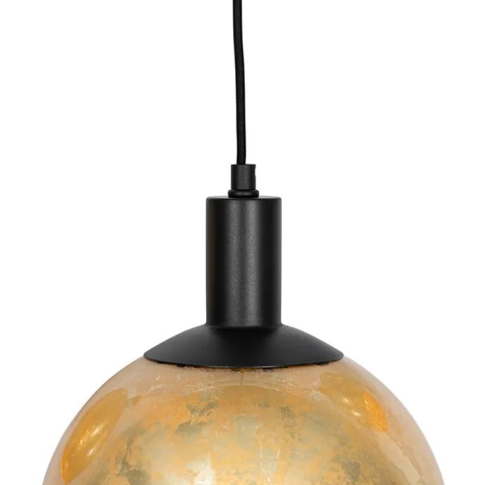Design hanglamp zwart met goud glas 7-lichts - Bert