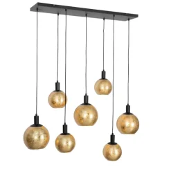 Design hanglamp zwart met goud glas 7-lichts - Bert