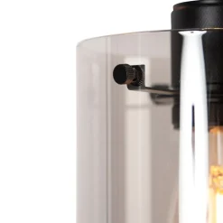 Design hanglamp zwart met smoke glas 3-lichts - Dome