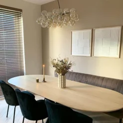 Design hanglamp zwart met amber glas 8-lichts - Uvas