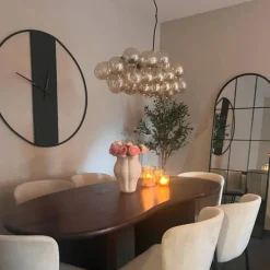 Design hanglamp zwart met amber glas 8-lichts - Uvas