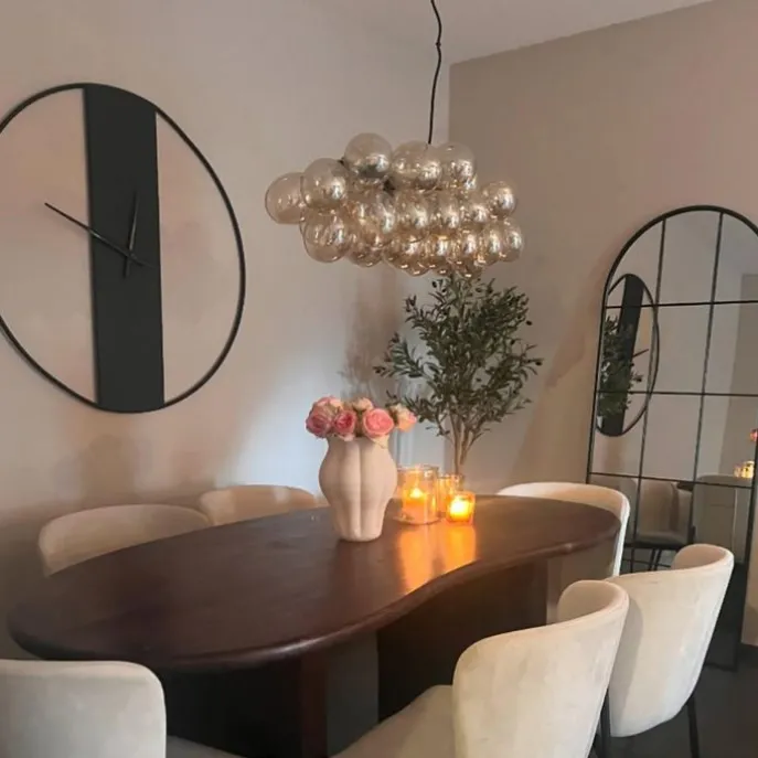 Design hanglamp zwart met amber glas 8-lichts - Uvas