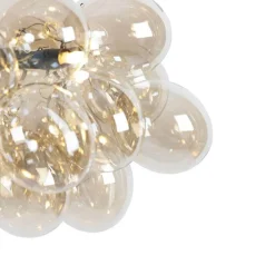 Design hanglamp zwart met amber glas 8-lichts - Uvas