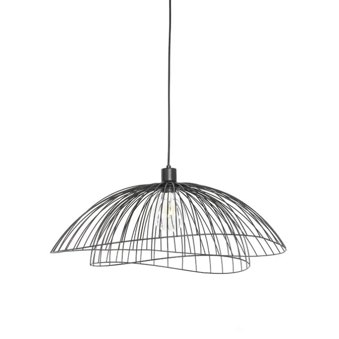 Design hanglamp zwart met dubbele kap 66cm - Pua