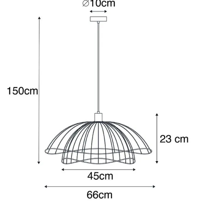 Design hanglamp zwart met dubbele kap 66cm - Pua