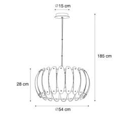 Design hanglamp zwart met smoke glas rond 6-lichts - Mochan