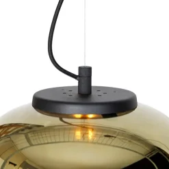 Design hanglamp zwart met goud glas 2-lichts - Bliss