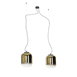 Design hanglamp zwart met goud glas 2-lichts - Bliss
