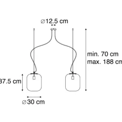 Design hanglamp zwart met goud glas 2-lichts - Bliss
