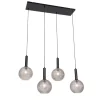Design hanglamp zwart met smoke glas 4-lichts- Chico
