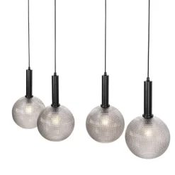 Design hanglamp zwart met smoke glas 4-lichts- Chico