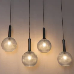 Design hanglamp zwart met smoke glas 4-lichts- Chico