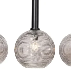 Design hanglamp zwart met smoke glas 4-lichts- Chico