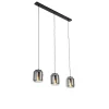 Design hanglamp zwart met smoke glas 3-lichts - Bliss