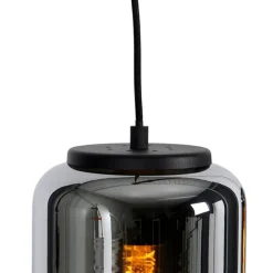 Design hanglamp zwart met smoke glas 3-lichts - Bliss