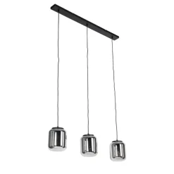 Design hanglamp zwart met smoke glas 3-lichts - Bliss
