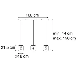 Design hanglamp zwart met smoke glas 3-lichts - Bliss
