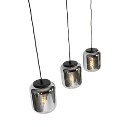 Design hanglamp zwart met smoke glas 3-lichts - Bliss