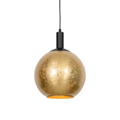 Design hanglamp zwart met goud glas - Bert