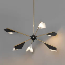 Design hanglamp zwart met goud 6-lichts - Sinem