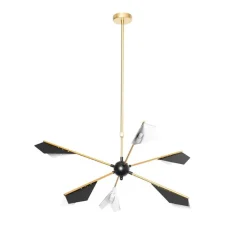 Design hanglamp zwart met goud 6-lichts - Sinem