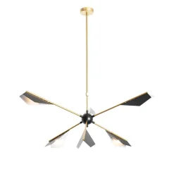 Design hanglamp zwart met goud 6-lichts - Sinem