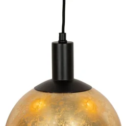Design hanglamp zwart met goud glas 5-lichts - Bert