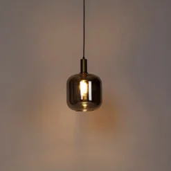 Design hanglamp zwart met goud en smoke glas - Zuzanna