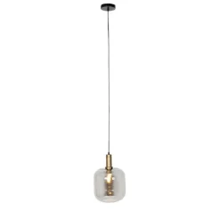 Design hanglamp zwart met goud en smoke glas - Zuzanna