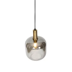 Design hanglamp zwart met goud en smoke glas - Zuzanna